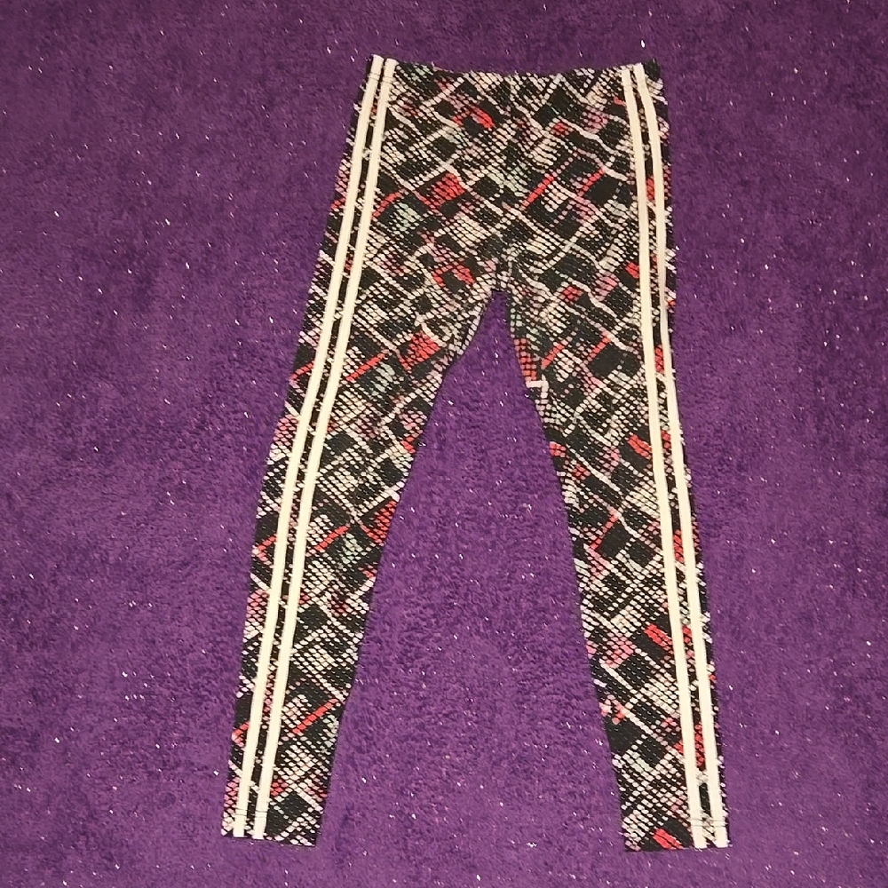 No Boundaries Plaid Leggings with Stripes - Black, Pink, White